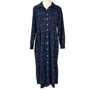Erika & Co. Vintage Floral Pinwale Corduroy Cottagecore Maxi Dress Size XL